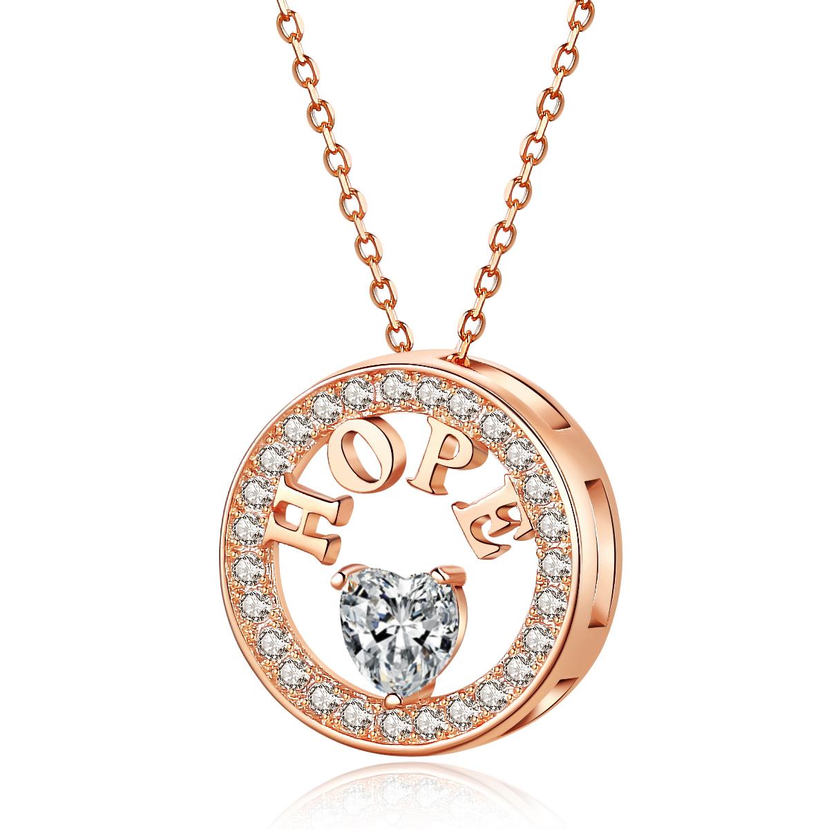 Necklace for Women 18k Gold Plated 925 Silver 5A Zirconia Diamond Hope Pendant Necklace