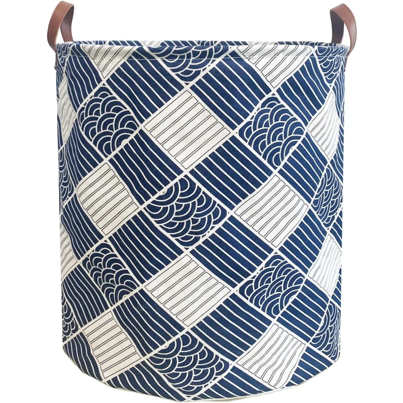 80L Waterproof Collapsible Laundry Hamper Laundry Basket Laundry Bag with Leather Handle for Family Dormitory Nursery (91-Satisfied laundry hampers)