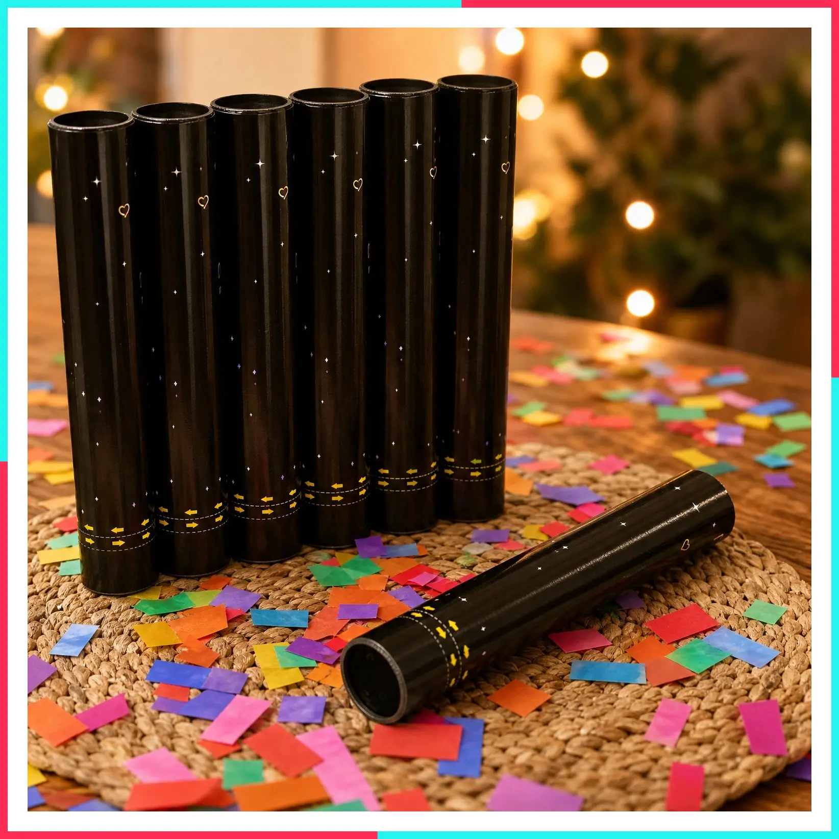 12in Confetti Cannons 6pk, Multicolor Eco-Friendly Confetti Poppers