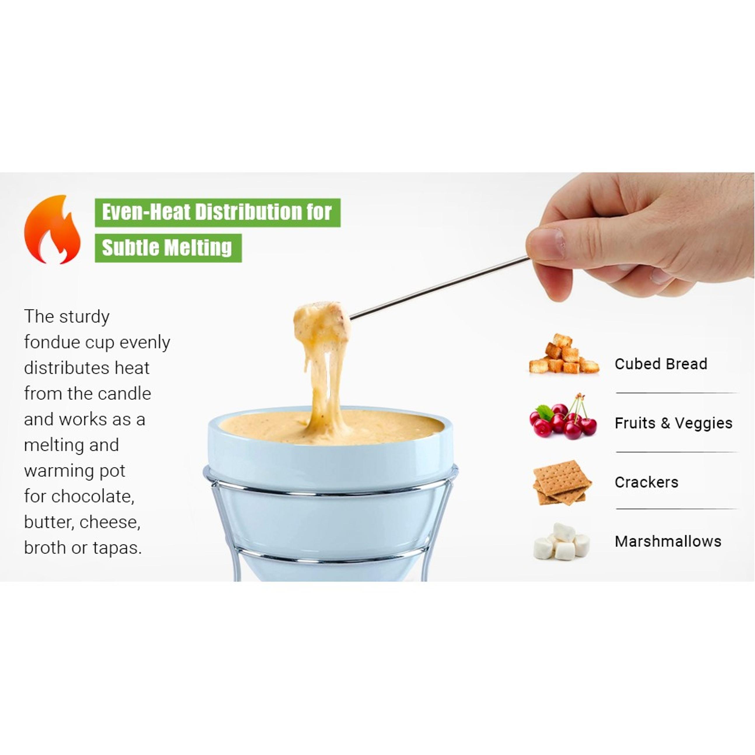 Chocolate Fondue Pot Butter Warmer Bowl Set with 4 Dipping Forks & Tea Light Holder, Perfect for Melted Chocolate & Cheese Serving, Ideal Valentines Day Gift Fondue Set Chocolate Fondue Pot Butter Warmer Bowl Set with 4 Dipping Forks & Tea Light Holder, Perfect for Melted Chocolate & Cheese Serving, Ideal Valentines Day Gift Fondue Set