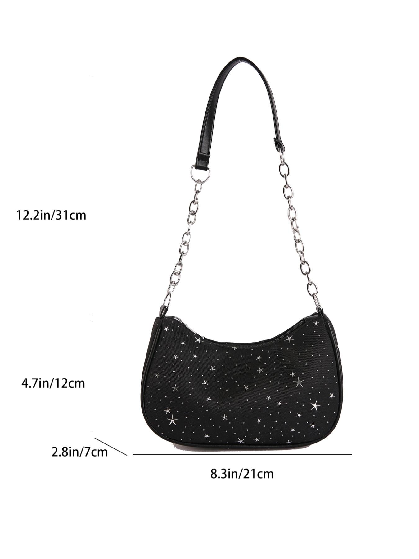 Gentle Star Print Underarm Bag, Adjustable Drawstring Handle, Spring Summer Commuter Shoulder Bag, Trending 2026 Fashion Accessory