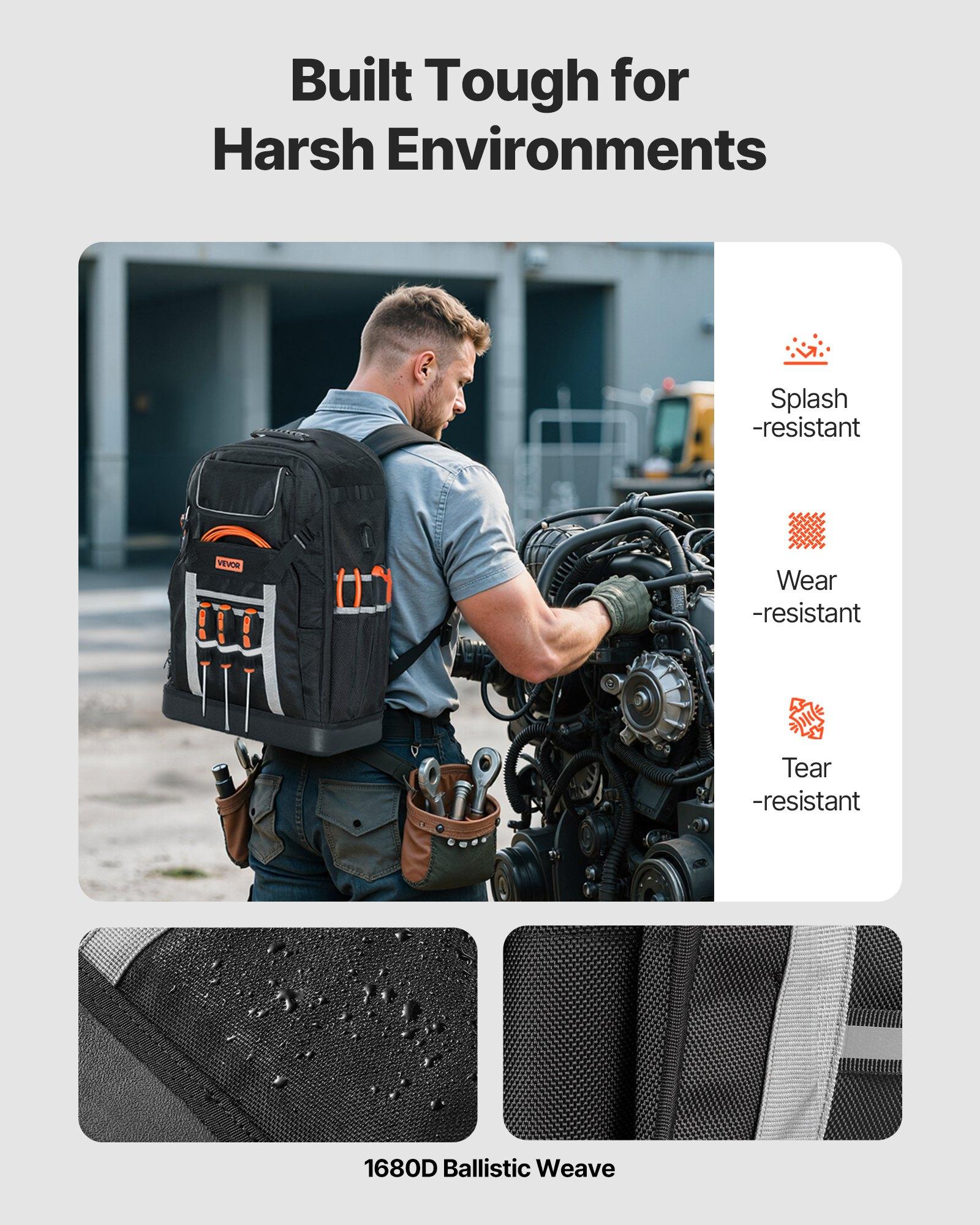 VEVOR Tool Backpack, 56 Pockets, Heavy-duty Tools Storage Organizer Bags with Molded Base, Electrician Jobsite Backpack for Construction Jobsite, Electrician, Industrial, Repairman, and HVAC Techs VEVOR Tool Backpack, 56 Pockets, Heavy-duty Tools Storage Organizer Bags with Molded Base, Electrician Jobsite Backpack for Construction Jobsite, Electrician, Industrial, Repairman, and HVAC Techs
