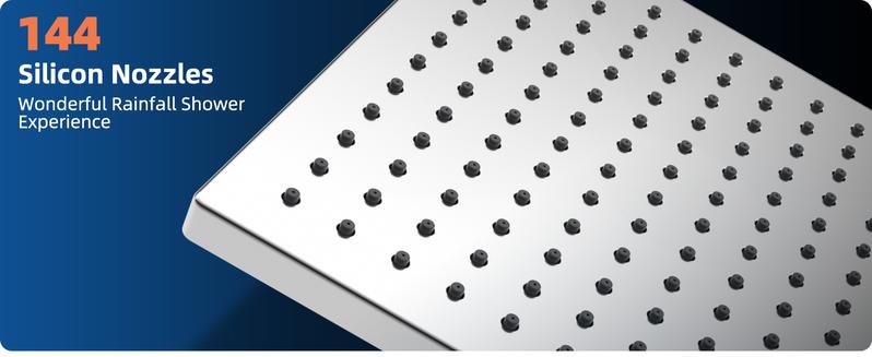 Hibbent Thickness Metal Rain Shower Head, 12 Inch High Pressure Shower Heads, Square Large Bathroom Rainfall Shower Head with Adjustable Brass Ball Joint, Waterfall Full Body Coverage, Chrome