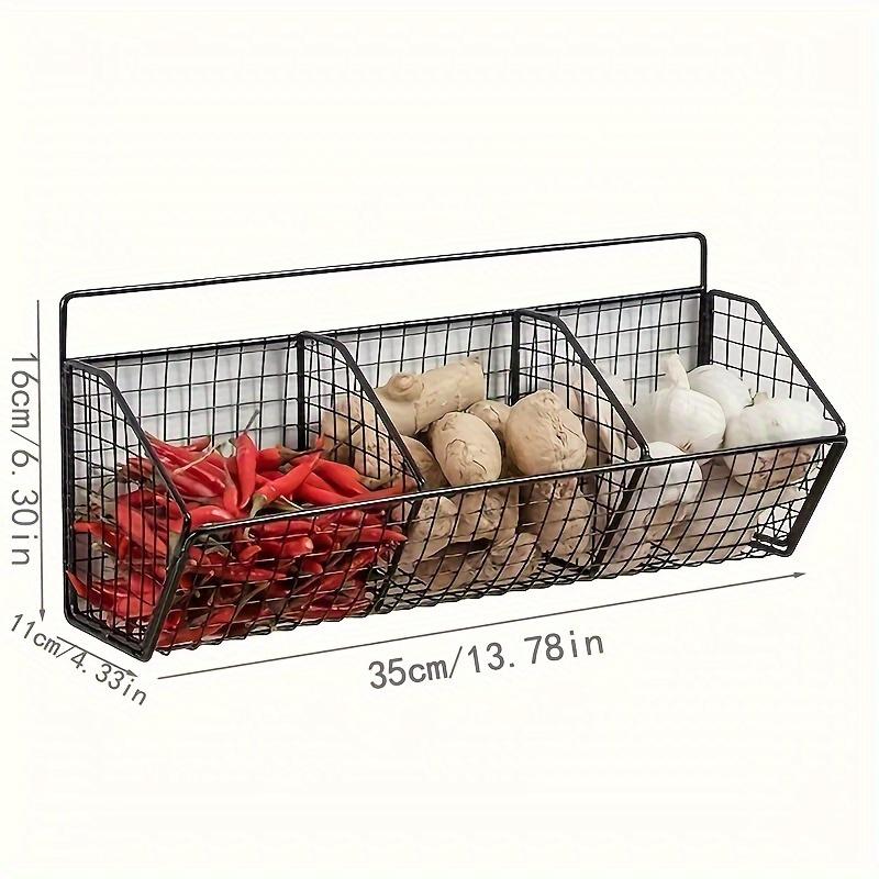 1pc Modern Wall-Mounted Kitchen Storage Steel Mesh Basket, Durable Metal Wire Organizer for Spices Garlic Onions and Vegetables, Perfect for Home and RV Kitchen Use