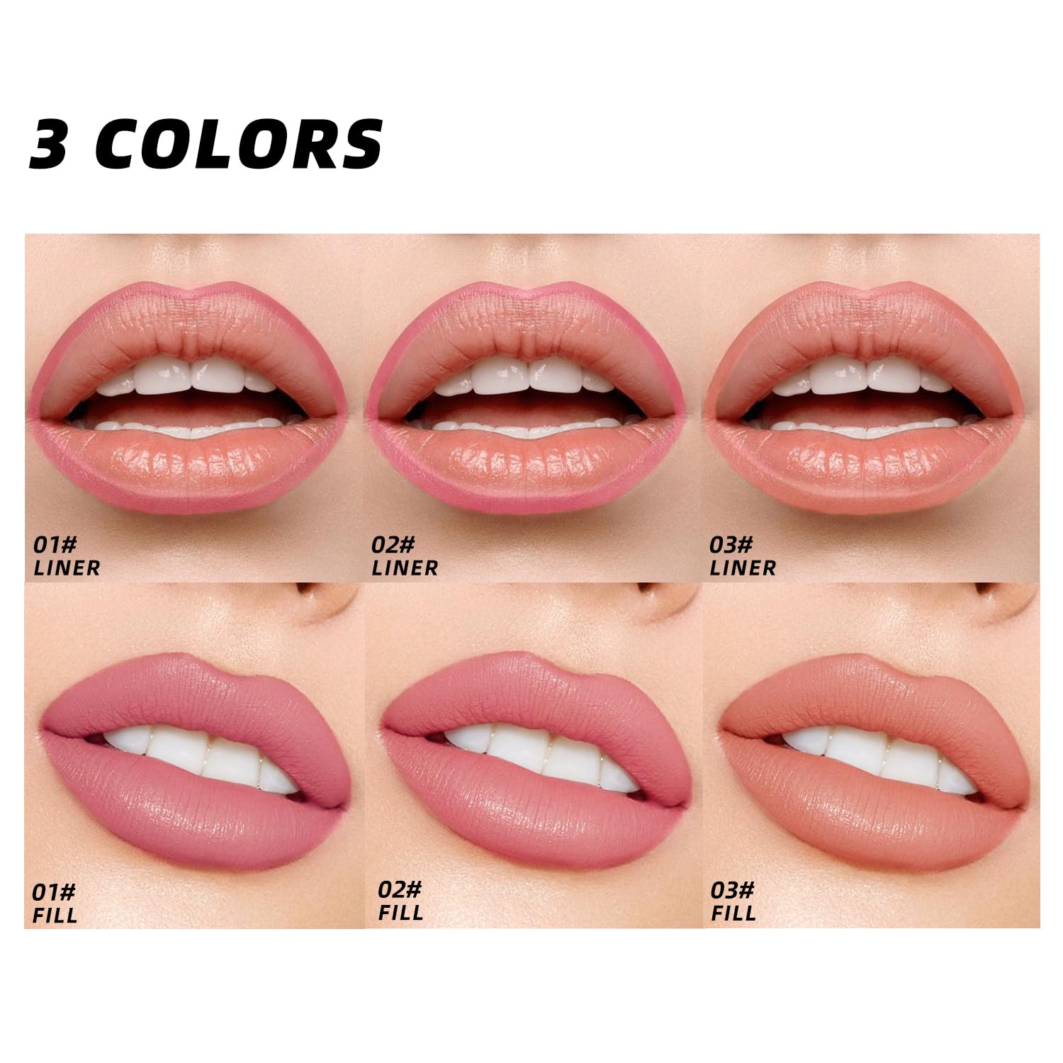 3-Pc Peel Off Lip Liner Stain Set - Matte Finish, Waterproof, Nude Matte Lip Contour for Women Makeup, Precise Lip Definition, Gift Set