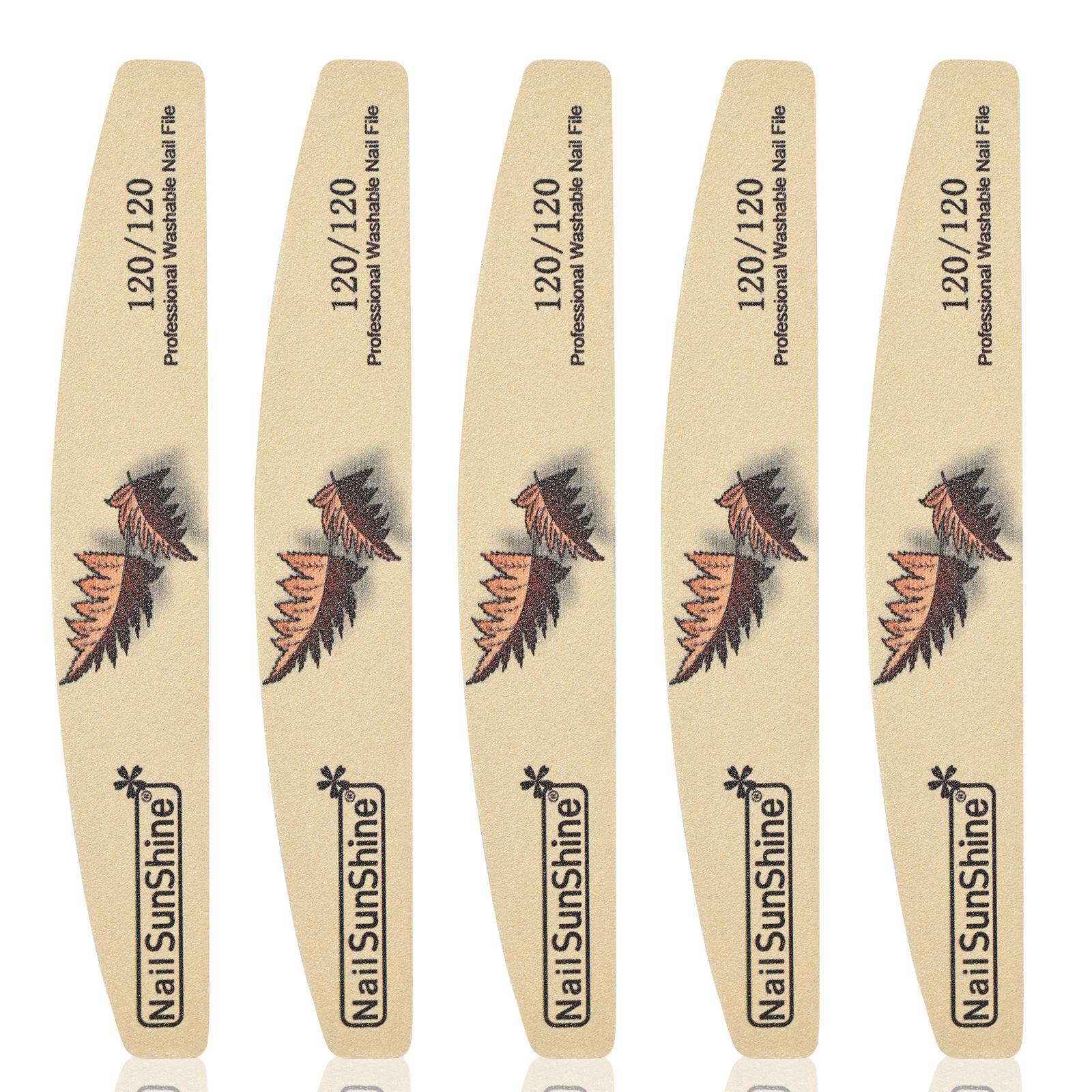 5-piece Nail File Set - Professional Half-Moon Nail File Double-Sided Sanding Board, Washable Nail Files and Buffing Block, Smooth and Shape Nails, Manicure and Pedicure Polishing Tool