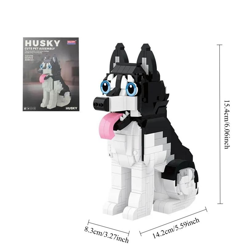 635 PCS / 757 PCS Pet Dog Building Blocks Toys Schnauzer Husky Pet Model DIY Handmade Assembly Bricks Home Decor Kid Holiday and Birthday Gifts