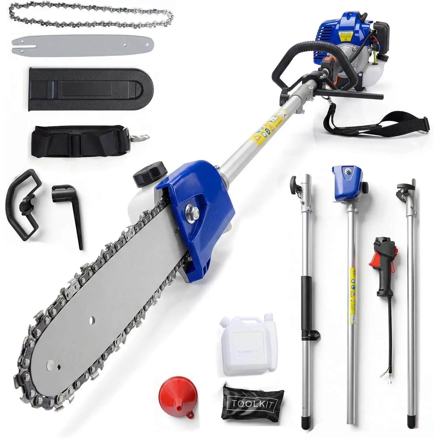 43/52 cc 2-Stroke Extendable Gas Powered Pole Chainsaw, 9.5 Ft Long Reach Professional Tree Trimming Pole Pruner, Yard & Garden Branch Cutter Tool