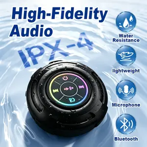 Portable bathroom speaker, Bluetooth suction cup speaker, dynamic RGB lighting, IPX4， No delay, stereo sound system, excellent sound quality, perfect for family gatherings/birthday gifts/outdoor camping, family entertainment, fashionable audio
