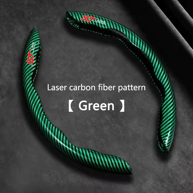 2pcs Carbon Fiber Anti-Slip Car Steering Wheel Cover, Compatible with Ford Models, Durable & Comfortable Grip, Easy Installation