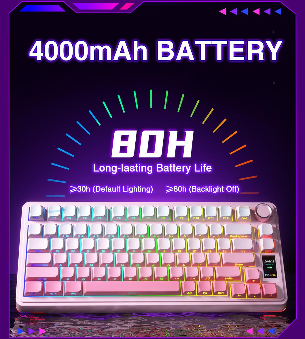 AULA S75 Pro Wireless Mechanical Gaming Keyboard with Screen Knob RGB Rainbow Backlit Tri-Mode 2.4G USB-C Bluetooth5.0 Hot Swappable Gaming Keyboard for Gamers Gaming PC Accessories Creamy Keyboard for PC/Mac/Linux AULA S75 Pro Wireless Mechanical Gaming Keyboard with Screen Knob RGB Rainbow Backlit Tri-Mode 2.4G USB-C Bluetooth5.0 Hot Swappable Gaming Keyboard for Gamers Gaming PC Accessories Creamy Keyboard for PC/Mac/Linux