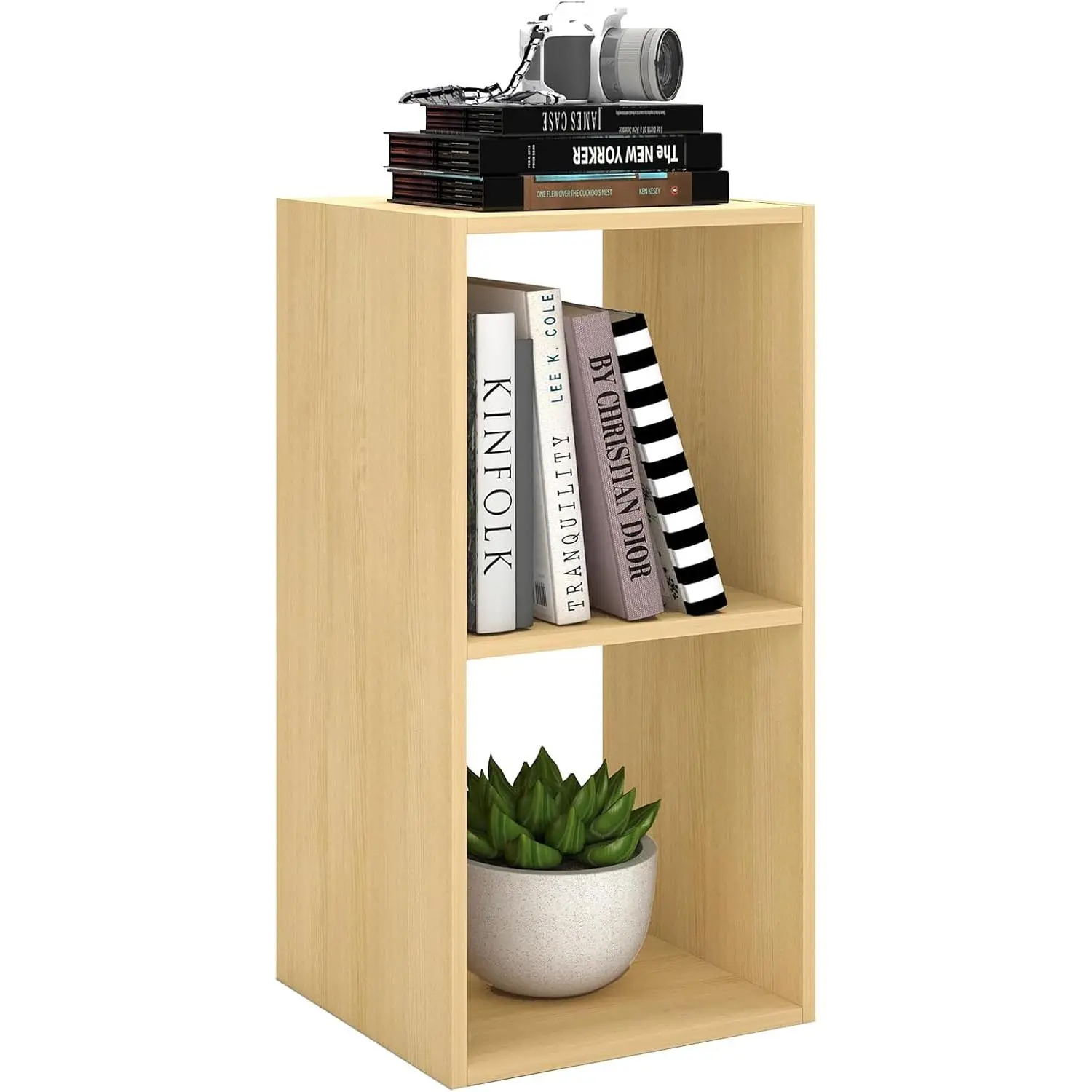 2 Cube Shelf Bookcase, Oak, 11in | Anti-Tipping Kits, Reversible Open , Multi Layer Multi Grid Partition Layout