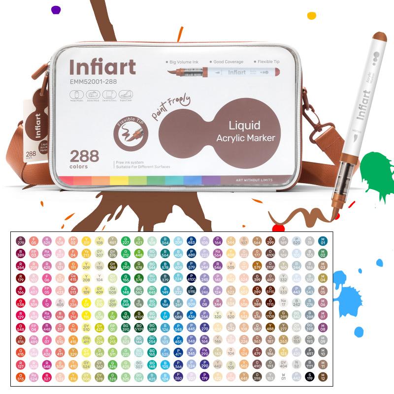 288 Colors Acrylic Paint Markers, Soft Brush Tip Marker Pens Set, Acrylic Drawing Markers with Marker Bag, Holder Storage, Acrylic Paint Pens for Fabric, Wood, Stone, Canvas, Glass, Egg, Rock Painting, DIY Crafts and Art Supplies