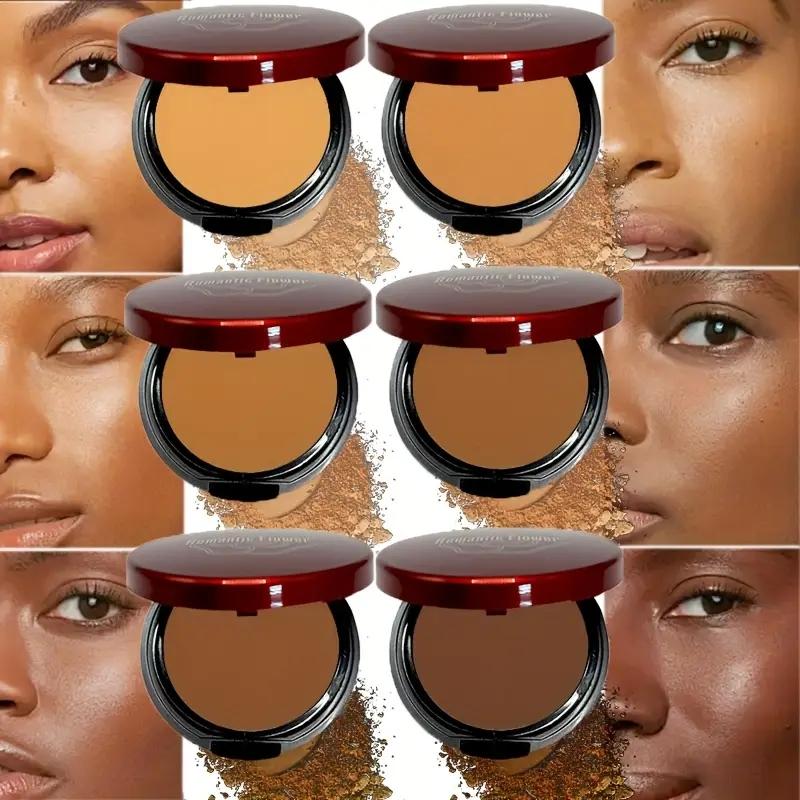 6-Shade Waterproof & Sweat-Proof Contour & Concealer Powder, Oil-Control Matte Finish with Buildable Coverage and Angled Sponge Applicator for Light Beige Skin Tones, Long-Lasting Natural Finish, Portable Makeup Smooth Application Tool