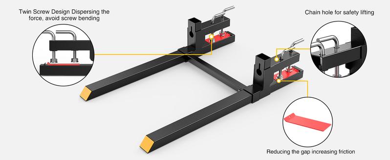 Nilight 60" 4000lbs Clamp on Pallet Forks Heavy Duty Tractor Forks with Adjustable Stabilizer Bar for Loader Bucket Skid Steer Tractor