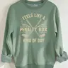 Women's Casual Penalty Box Hockey Stick Print Round Neck Sweatshirt, Fall Winter Fleece Hoodie, Graduation Teacher Back-To-School Top