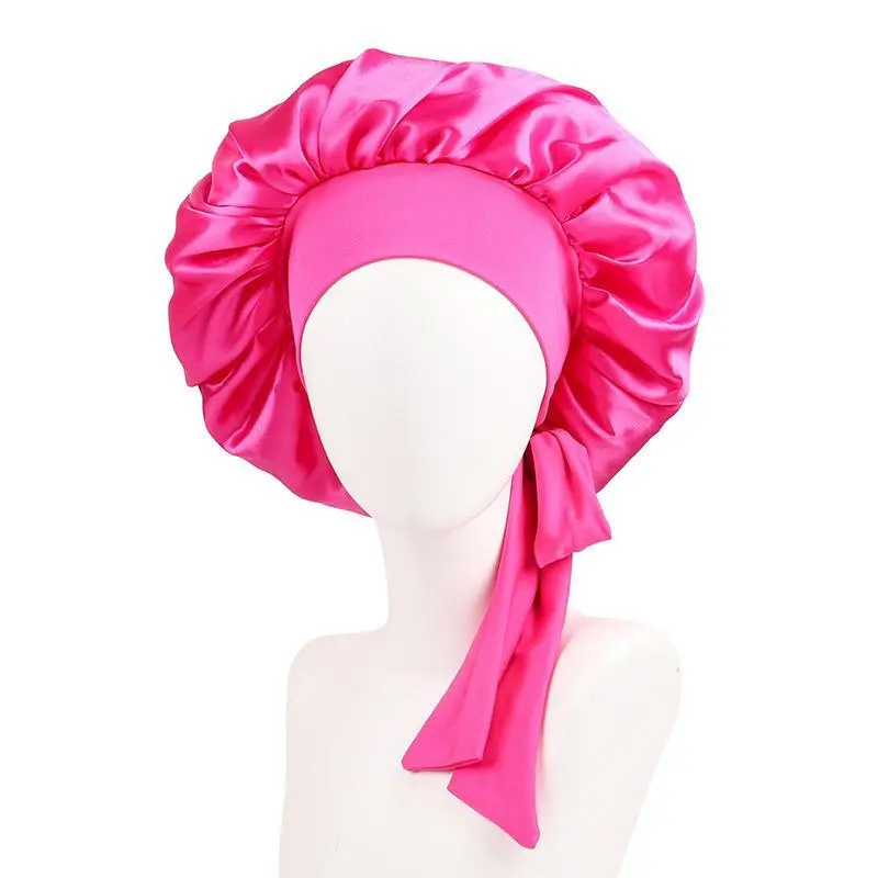 Sleep Bonnet Breathable Mesh and Satin Hair Cap for Curly Straight Hair 1PC Adjustable Silk Satin Hair Bonnet For Sleeping Double  main image 4