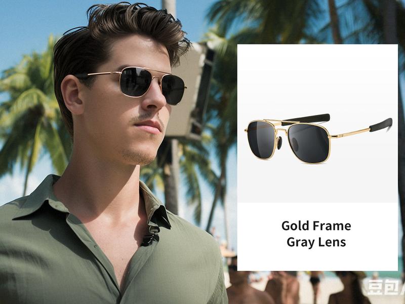 SUNGAIT Men's Military Polarized Aviator Sunglasses UV400 Protection Unisex HD Lens Bayonet Temples for Outdoor Activities