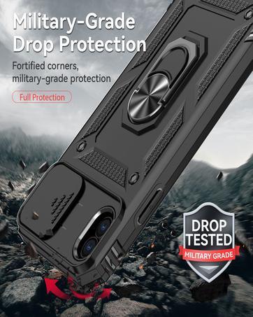 SunStory Phone Case for Samsung Galaxy S23 Case with HD Screen Protector & Slide Camera Cover & Rotated Ring Kickstand, [Military-Grade] [2 in 1] Phone Case for Galaxy S23 6.1'',Red