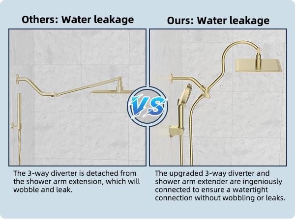 Hibbent All Metal CUPC Certified Shower Head, 10'' High Pressure Rainfall Shower Head/Handheld Showerhead Combo with 12'' Adjustable Curved Shower Extension Arm, 10-Spray, 71'' Hose, Showerhead Holder, Brushed Gold