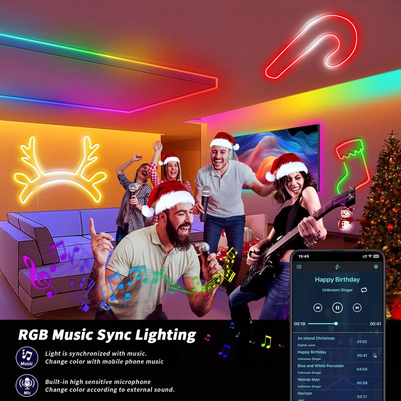 USB-Powered RGB Color-Changing LED Strip Light with App Control, Ambient Backlight for TV, Computer, Bedroom & Living Room, Decorative Neon Accent Light, Smart LED Lighting, Great Christmas Gift USB-Powered RGB Color-Changing LED Strip Light with App Control, Ambient Backlight for TV, Computer, Bedroom & Living Room, Decorative Neon Accent Light, Smart LED Lighting, Great Christmas Gift