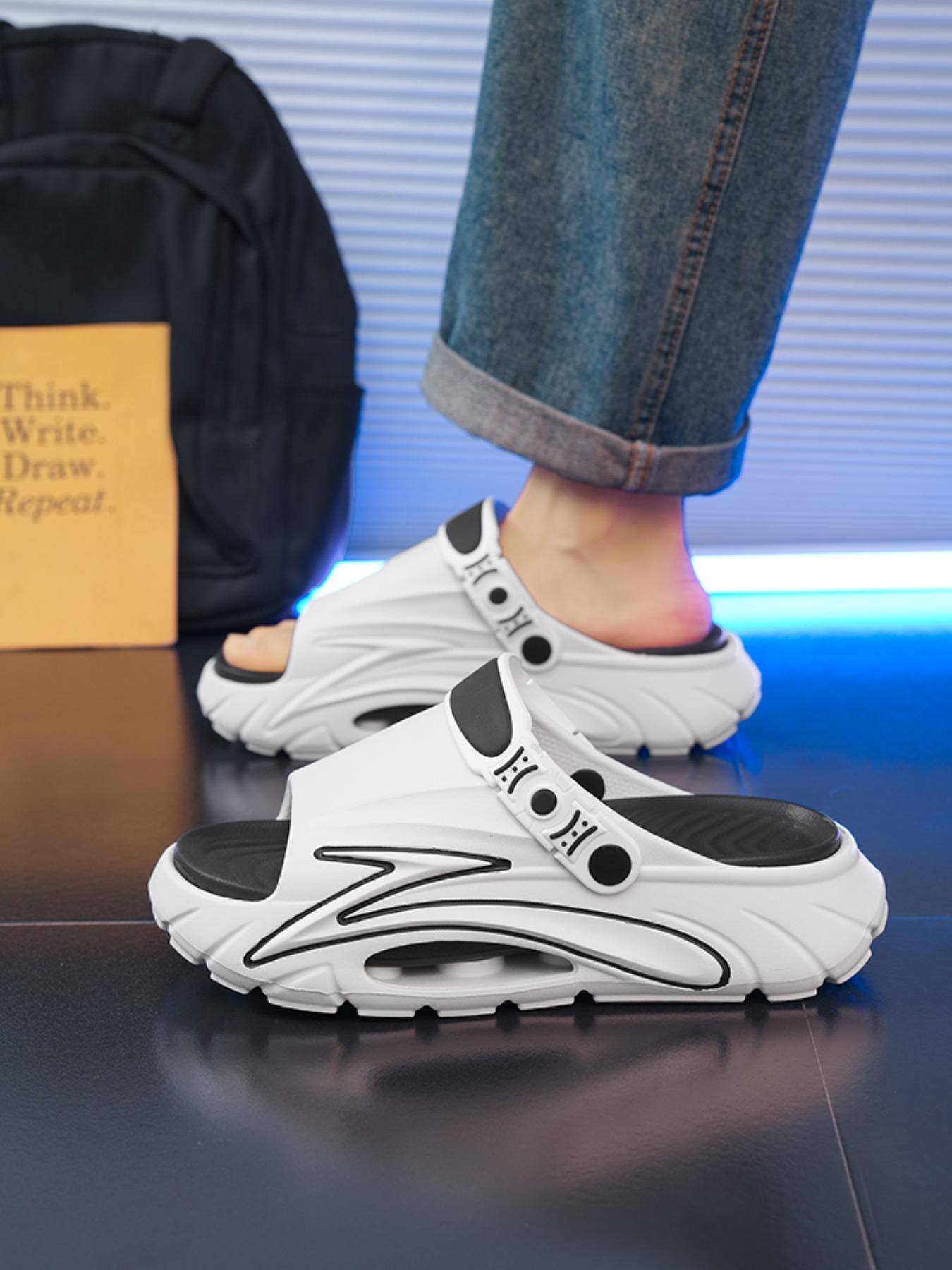 Men's Summer Clogs Outdoor Thick Sole Non-Slip Odor Resistant Durable Quick Drying Soft Beach Sandals for Couples, Lightweight Casual Slip on Water Shoes, Comfortable EVA Footbed for Beach Pool Shower Daily Wear