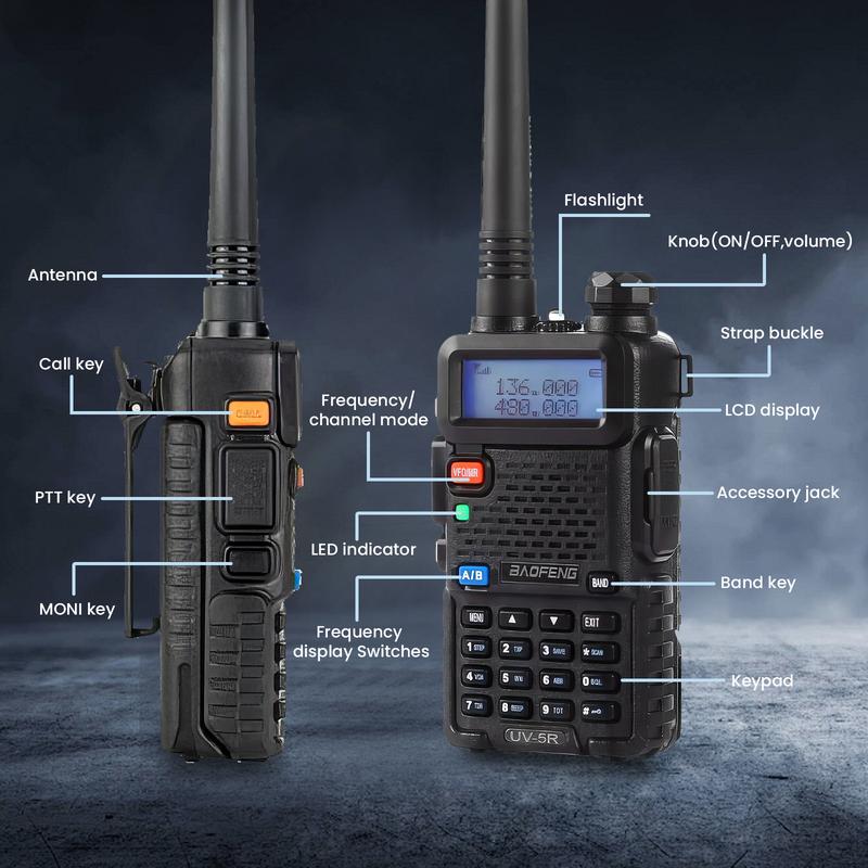 Outdoorfun Baofeng UV-5R Ham Radio Long Range Rechargeable long range walkie talkie Handheld Two Way Radio Supports Wireless Programmer  (4 Pack, multi color)