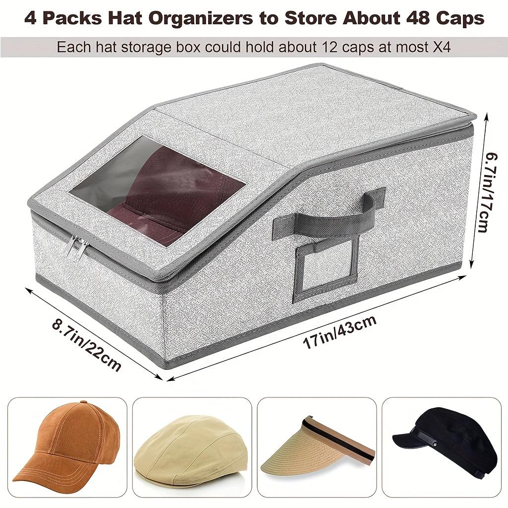 Stackable Hat Storage Boxes for Baseball Caps,Multilayer Hat Organizer，collapsible design，large capacity clothes storage box，Holds Up to 24 Hats, Classic Style, Wardrobe Organizer