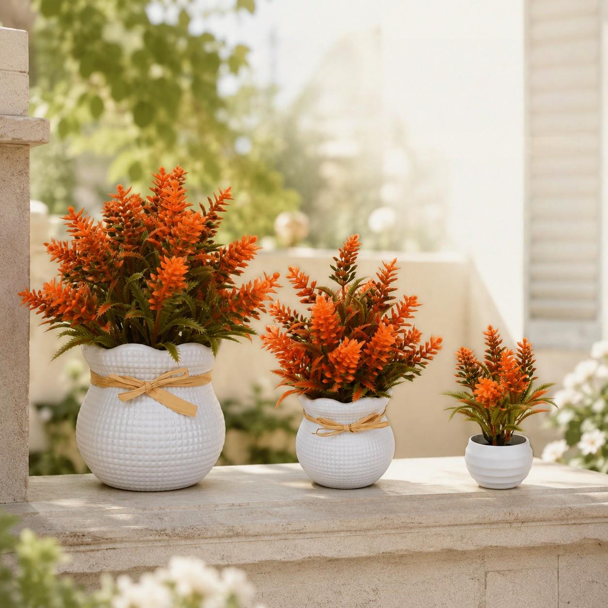 3pcs Autumn Artificial Plants Set, Mixed Sizes, Perfect for Harvest Festival, Halloween, Christmas, Fall Parties, Home Decor