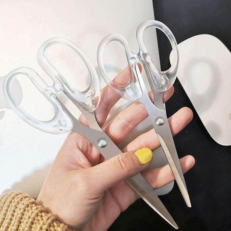 Transparent Scissors, Stainless Steel Office Scissors, Student Stationery, Hand Sewing, Line Cutting, Paper Trimming Tool