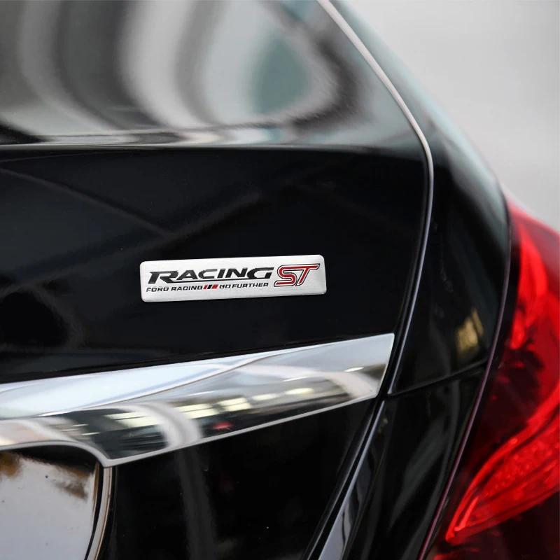 1/7Pcs 3D Aluminum Racing Car Stickers Badge Emblem Body Side Fender Rear Trunk Tail Decor Decal For Ford ST Focus 2 3 Mk3 Mk2 Mk1 Fiesta Mk7 Kuga Ranger Fusion Mondeo Mustang S-MAX Accessories Body Side Decals