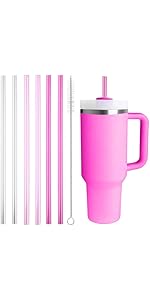 Replacement Straw Compatible with Stanley Quencher 40 oz,30 oz Tumbler, 12 inch Extra Long Reusable Straws Plastic For 40 Oz Cup,Clear-6 Pack