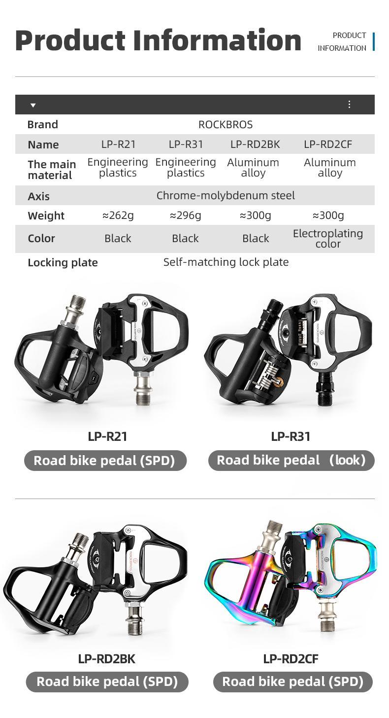 ROCKBROS Road Bike Pedals Lightweight Clipless Bicycle Pedals with Cleats Set Compatible with SPD-SL System