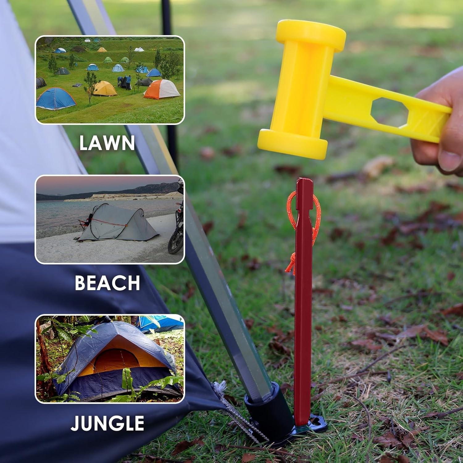 18cm/7in Aluminium Alloy Tent Pegs, 10pcs Camping Ground Nails, Camp Picnic Tent Stakes, Hiking Beach Sunshade Tarp Tent Nail