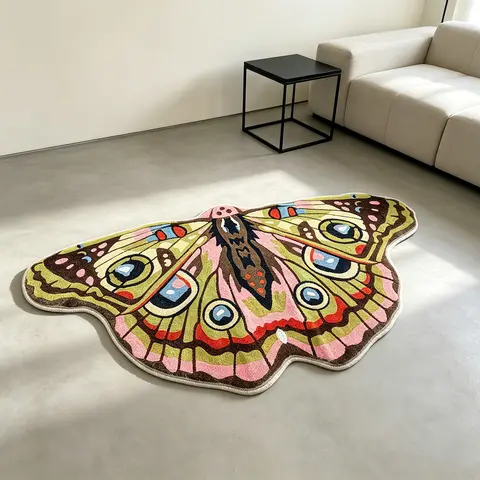 Vintage Colorful Butterfly Print Area Rug, Bohemian Style Decorative Mat, Soft Comfortable Plush Rug for Living Room, Bedroom, Closet & Bathroom, Boho Area Rug