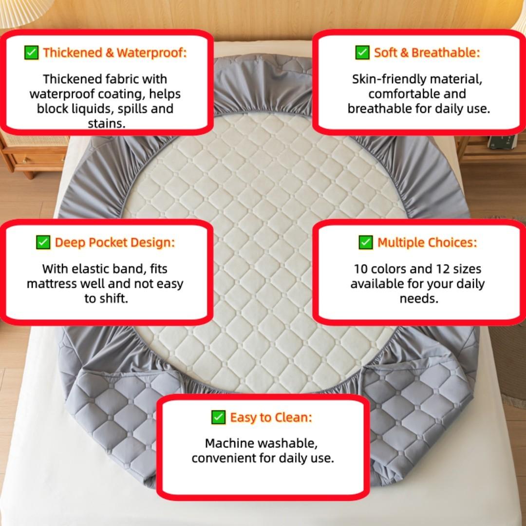 Waterproof Thick Quilted Mattress Protector, Soft Fitted Sheet, No Pillowcase, Washable, Multi-Color, All Season, Bedding Mattress Cover, Bed Cover for Bedroom, Guest Room #GLOBAL PICKS