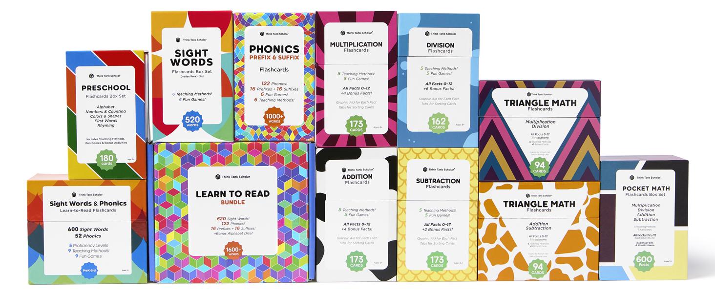 Award-Winning Phonics & Vocabulary Flash Cards (1000+ Words w/Prefixes, Suffixes & CVC) incl.Games & Visual Aids for Ages 4-8, Pre-K to 3rd Grade