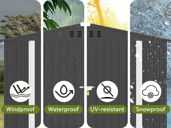 COMHOMA 8x6FT Shed Outdoor Storage Shed Metal,Lockable Doors Tool Sheds with Sloping Roof,Steel Garden Shed with Air Vent for Backyard,Patio,Lawn