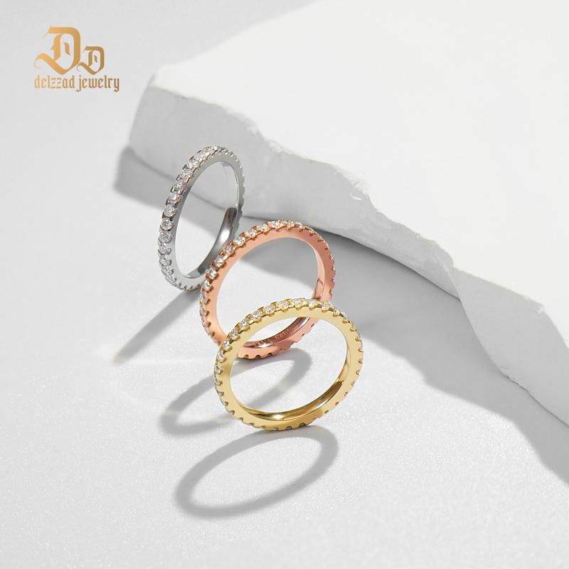 Delzzad 18K Gold-Plated Eternity Ring Band Lab-Created Moissanite Wedding Ring S925 Sterling Silver Moissanite Jewelry Perfect Christmas Gift Delzzad 18K Gold-Plated Eternity Ring Band Lab-Created Moissanite Wedding Ring S925 Sterling Silver Moissanite Jewelry Perfect Christmas Gift