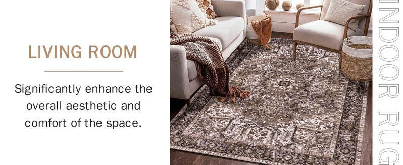 Lochas Boho Tribal Rug TikTok Viral - Washable Low Pile Carpet, Non-Slip Floor Mat for Modern Farmhouse Decor rugs living room