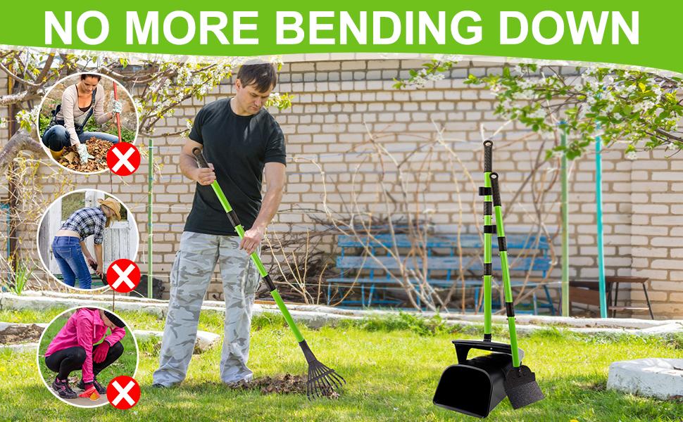38" Adjustable Metal Dog Poop Scooper Swivel Bin Rake Spade with 50 Poop Bags, Waste Cleaner for Small, Medium, and Large Dogs Yard