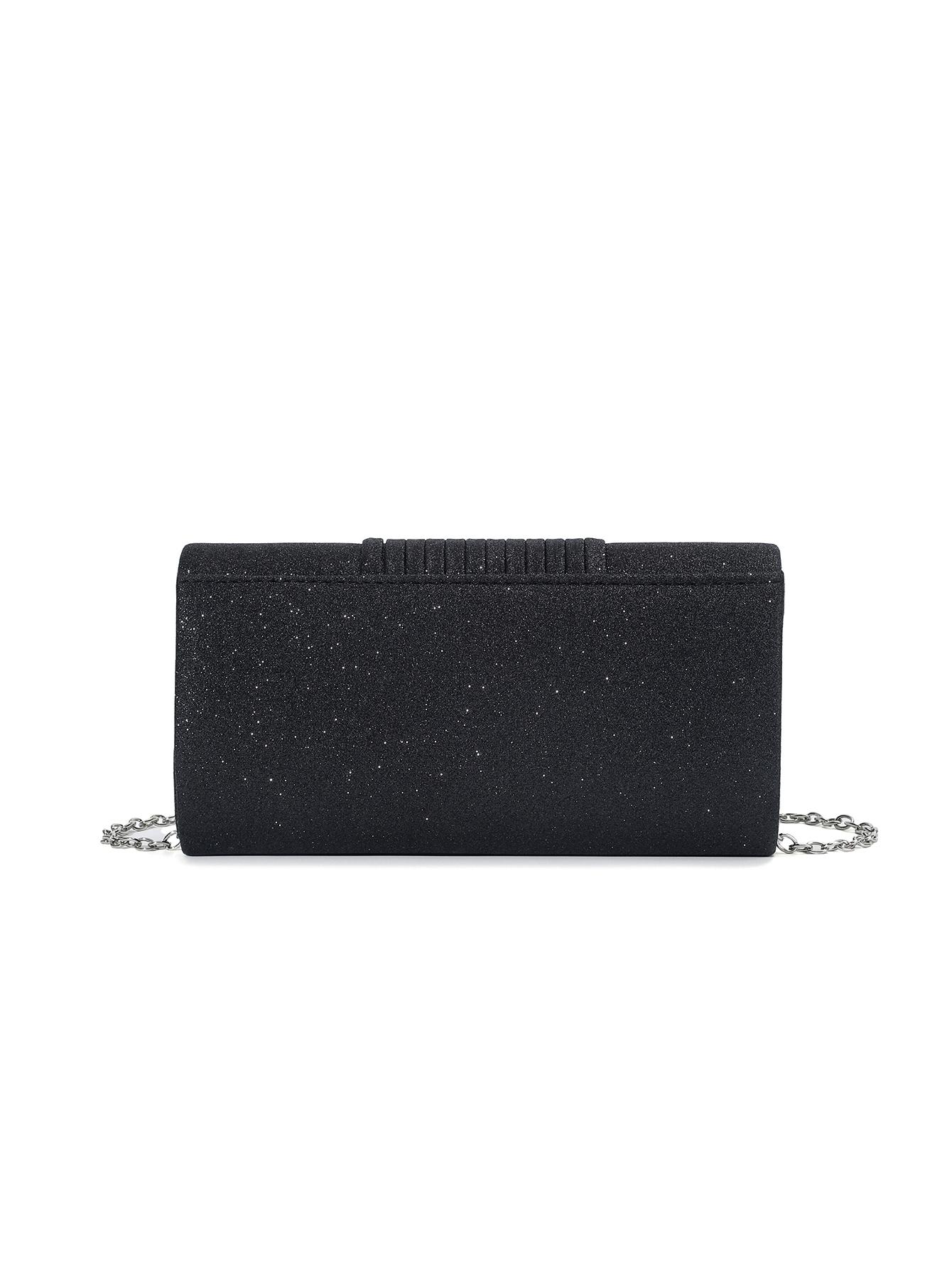 Rhinestone Decor Pleated Clutch Bag, Elegant Handbag for Party and Events, Fashionable Shoulder Crossbody Chain Bag, 1pc