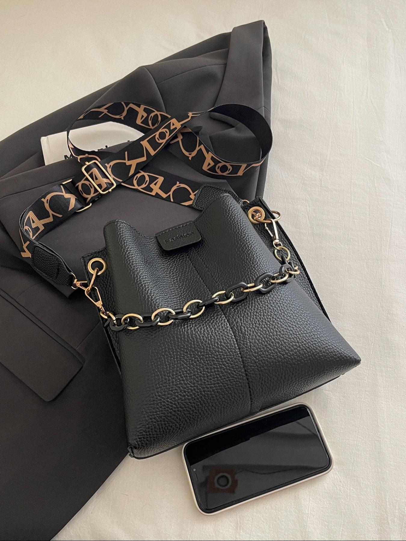 Women's PU Handbag, Casual Crossbody Shoulder Bag, Fashion Bucket Bag, Elegant Daily Use Accessory, Fashionable Bucket Bag, All Seasons