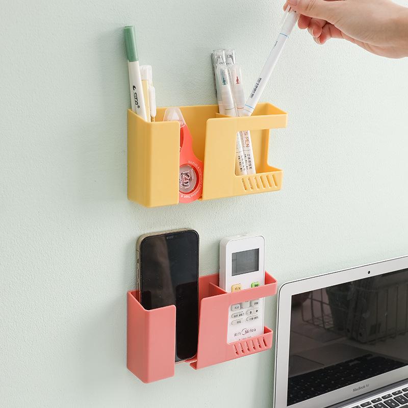 White Wall Hanging Storage Box Household Living Room Conditioner Remote Control Bedside Phone Storage Holder Organizer Box Shelf