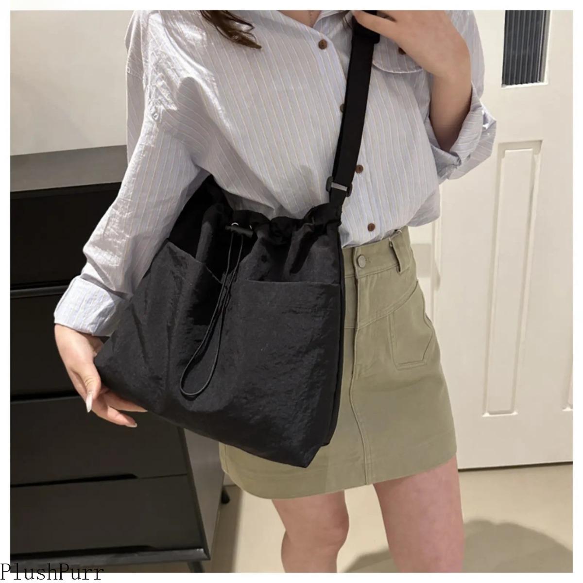 2026 New Large-Capacity Waterproof Nylon Drawstring Bucket Bag - Ruched Shoulder Crossbody Gym Sports Duffle, Lightweight Durable Versatile for Travel, Daily Commute outdoorfun