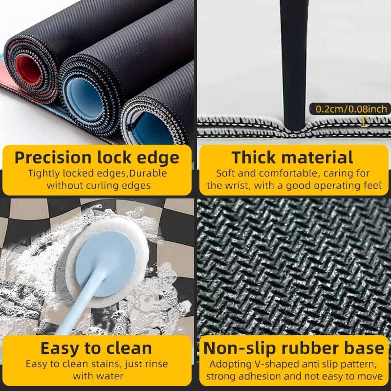 Checkered Pattern Large-Sized Gaming Mouse Pad, Black And Beige Desktop Protection Pad, Anti-Slip Rubber Lock Edge High-Definition Printing, Suitable For Computers, Laptops, Offices, Homes, As A Gift For Family And Friends, Gaming Desk Accessory