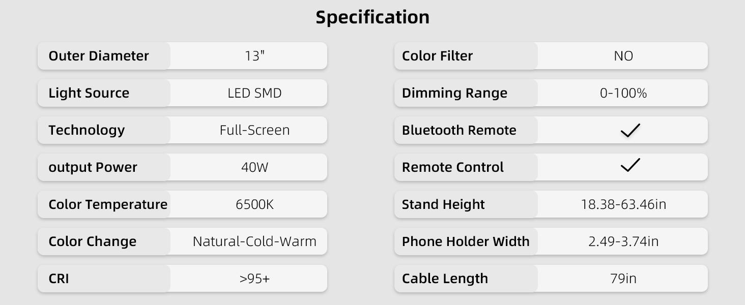 Weilisi Ring Light with Stand and Phone Holder, 13" Full-Screen Dimmable LED for Live Streaming/Makeup/Barber, 6500K Daylight, 79" Tripod & Wireless Remote