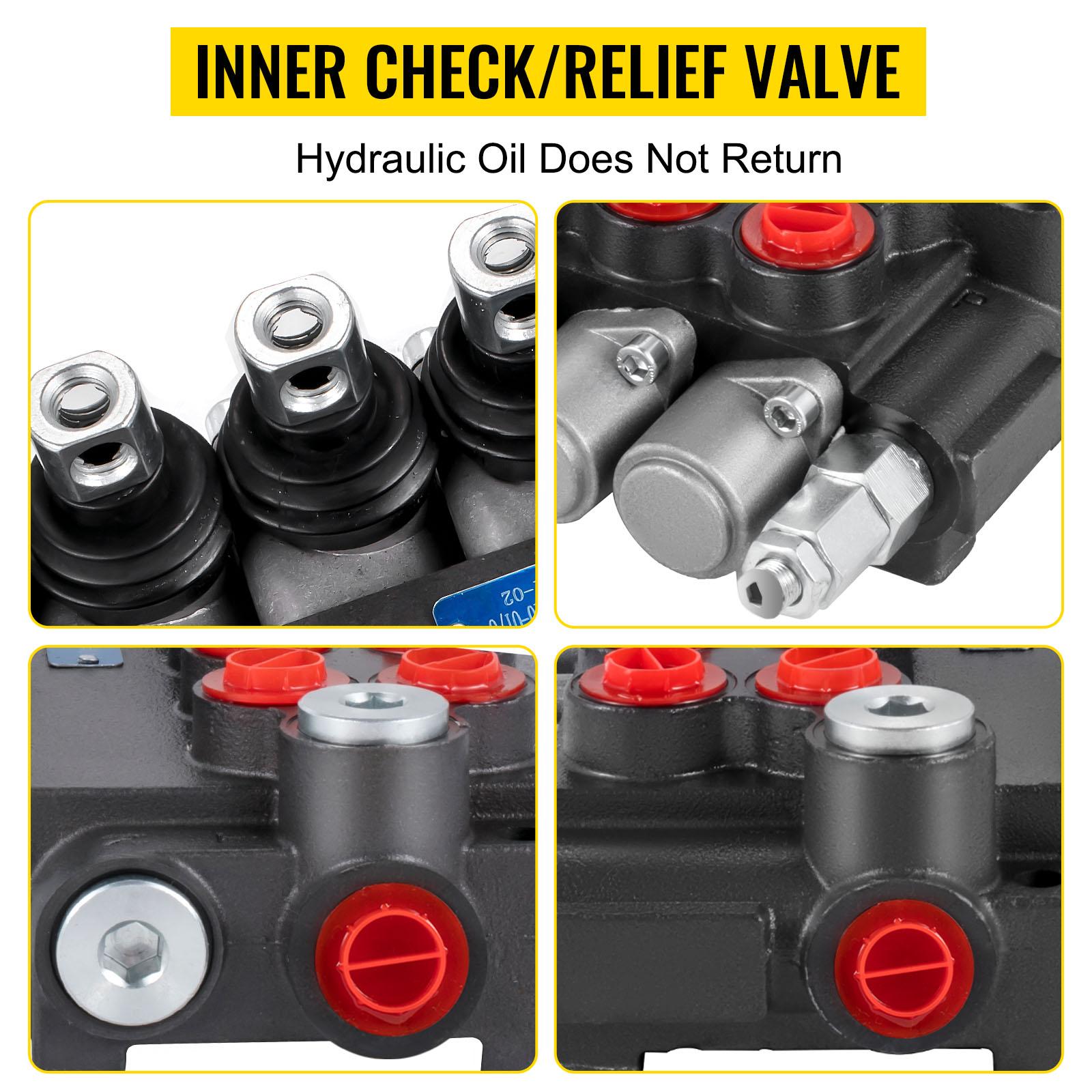 VEVOR P-Iron Chrome Hydraulic Directional Control Valve - 6 Spools, 11 GPM, 3600 PSI Loader Valve for Tractors, Tanks with Press-Punching Machines Compatibility