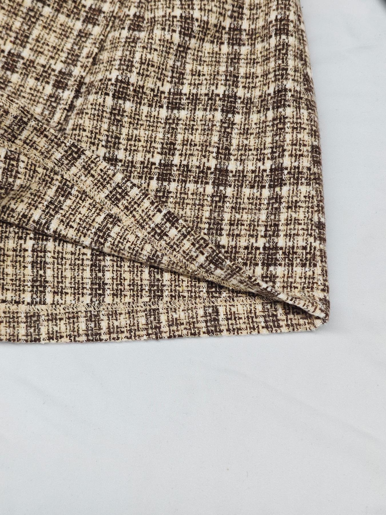 Elegant Women's Fall Knit High Stretch Long Sleeve Top, French Vintage Plaid Skirt Set with Waist Belt, Casual Commuter Two-Piece Suit