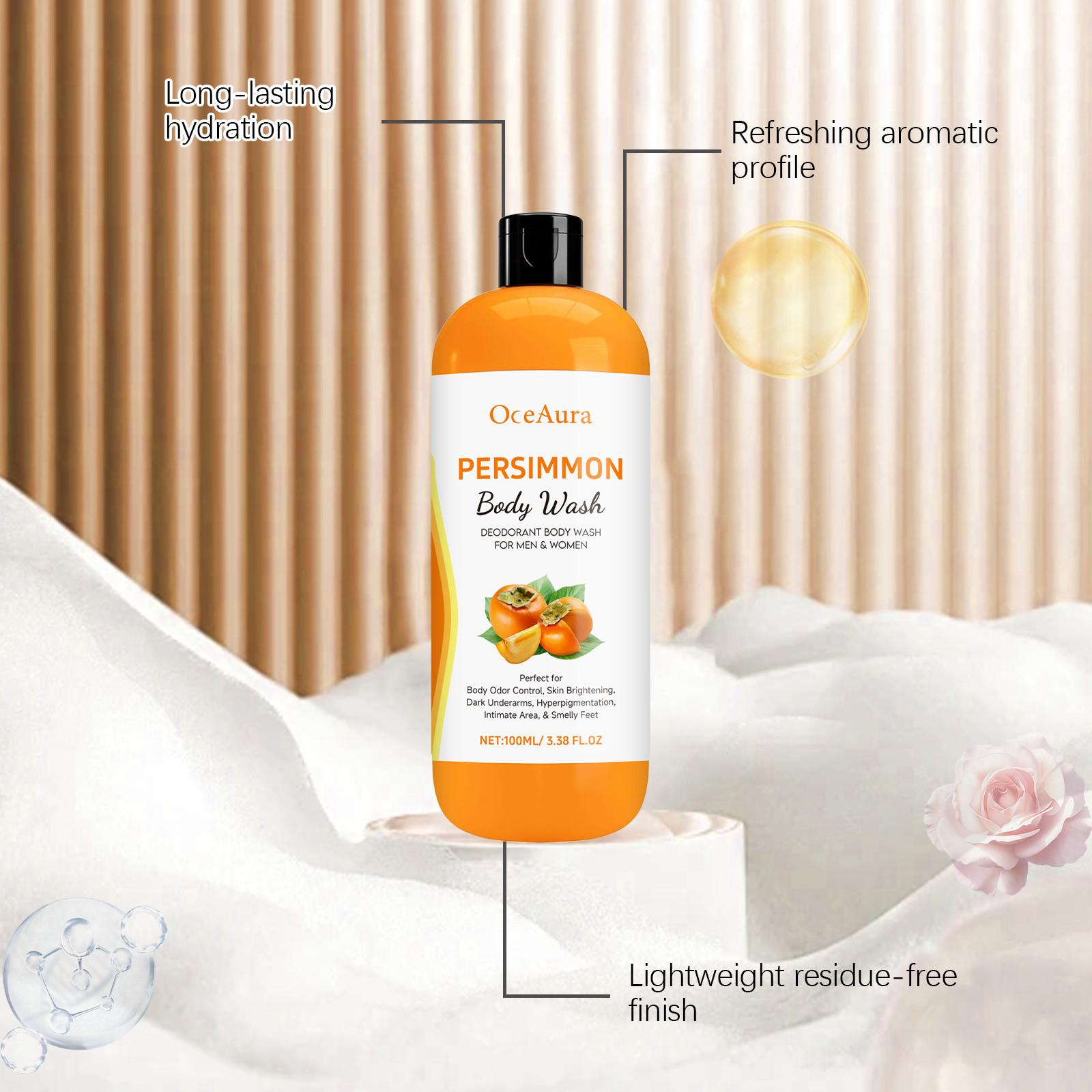 Persimmon Body Wash, Gentle Moisturizing Cleanser, Smooths and Nourishes Skin, Plant Extracts, Liquid Form, Single Item